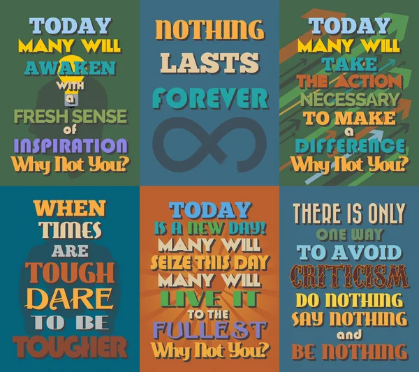 Unusual motivational and inspirational quotes posters. Set 5. — Stock Vector