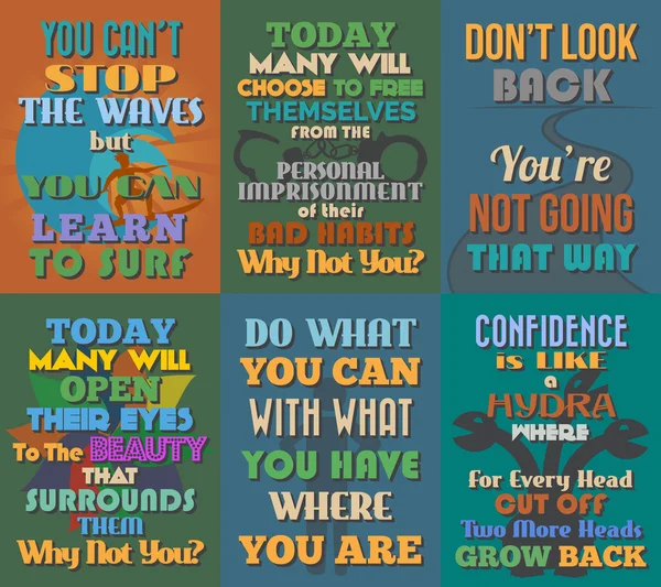 Unusual motivational and inspirational quotes posters. Set 11. — Stock Vector