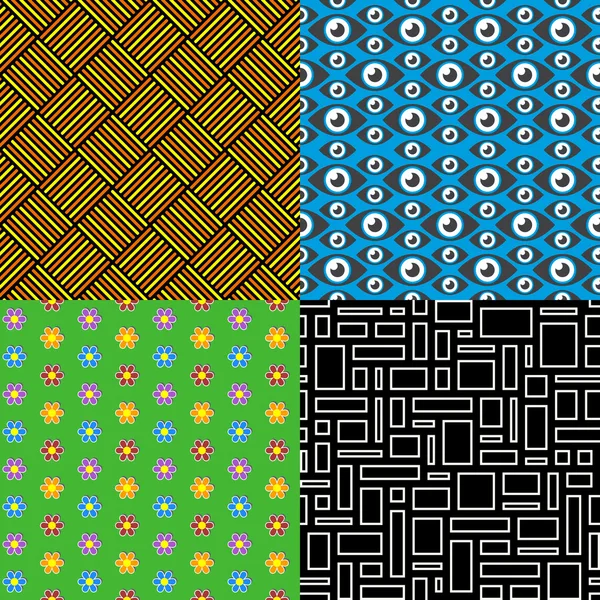 Naadloze patronen. 7 instellen Abstract kleurrijke. — Stockvector