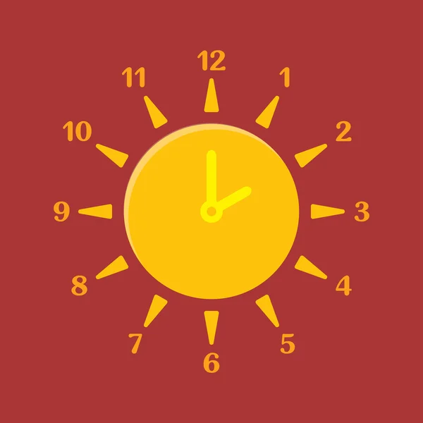 Συνδυασμένη ρολόι και ήλιο. Έννοια της θερινής ώρας. — Διανυσματικό Αρχείο