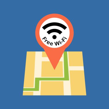 Ücretsiz Wi-Fi bölge kavramı bulmak. Düz tasarım. 