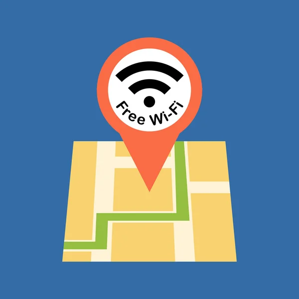 무료 Wi-Fi 영역 개념을 찾는. 평면 디자인. — 스톡 벡터