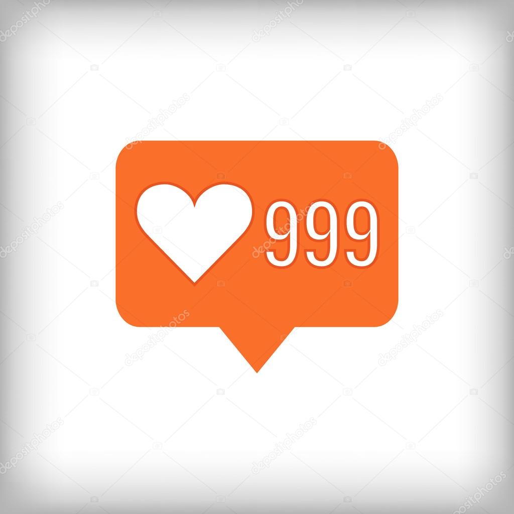 Like orange icon. 999 likes. Vector illustration