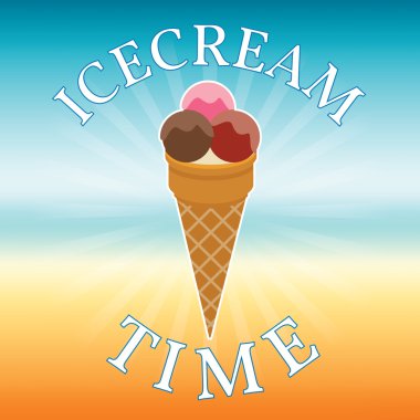 Dondurma bulanık plaj arka plan üzerinde. Dondurma zaman.