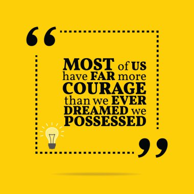 Inspirational motivational quote. Most of us have far more coura