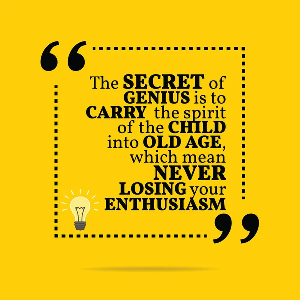 Citação motivacional inspiradora. O segredo do génio é o carro. —  Vetores de Stock