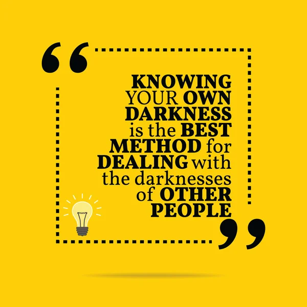 Натхненна мотиваційна цитата. Знання власної темряви це — стоковий вектор