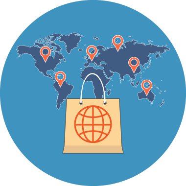 Uluslararası Satış konsepti. Düz tasarım.