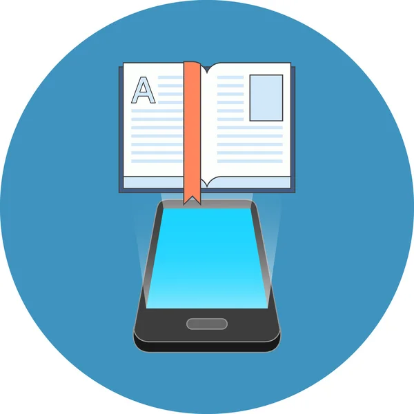Smartphone e-book concept de lecture. Conception isométrique . — Image vectorielle