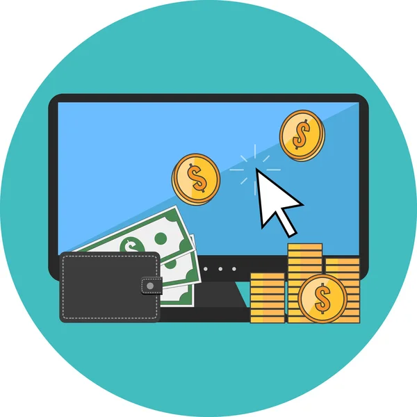 Making money online concept. Flat design. — Stock Vector