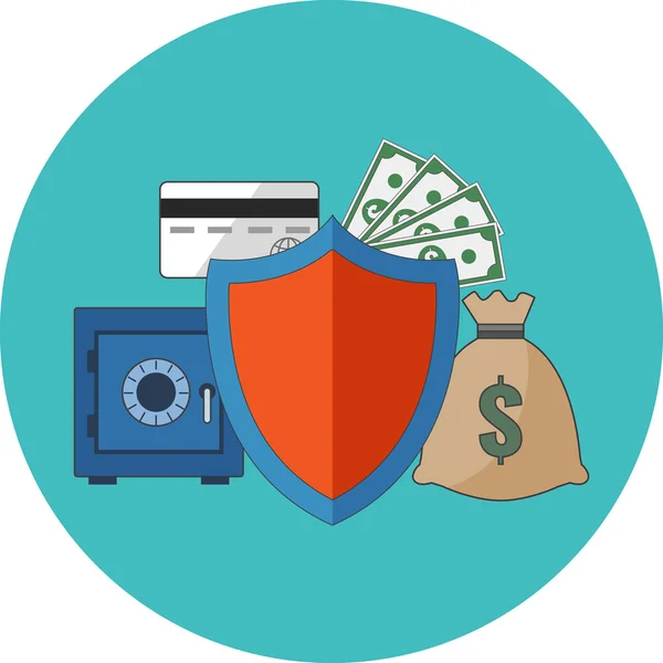 Concepto de seguridad financiera. Diseño plano . — Vector de stock