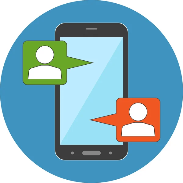 Chat móvil, concepto moderno de interacción social. Diseño plano . — Vector de stock