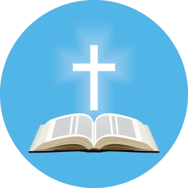 Biblia y concepto de cruz brillante . — Vector de stock