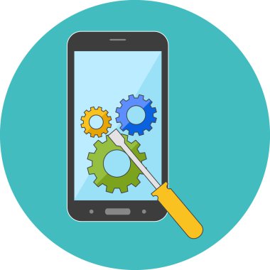 Smartphone onarım kavramı. Düz tasarım.