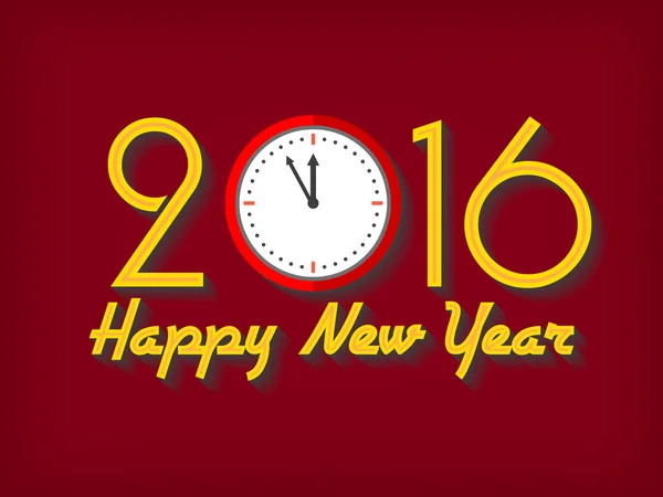 Tarjeta de felicitación de feliz año nuevo 2016 con reloj . — Vector de stock