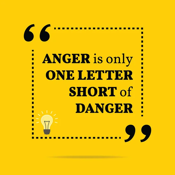 Inspirational motivational quote. Anger is only one letter short — Stock Vector