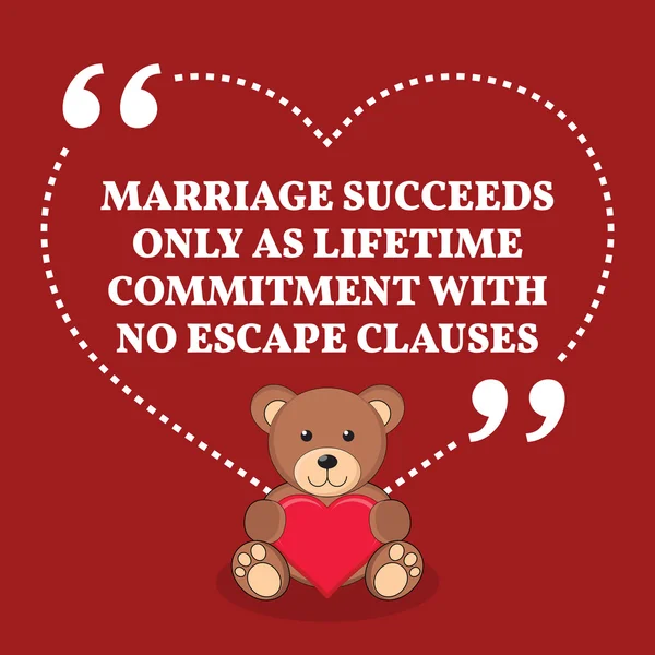 Вдохновляющая цитата о браке. Брак удается только как жизнь — стоковый вектор