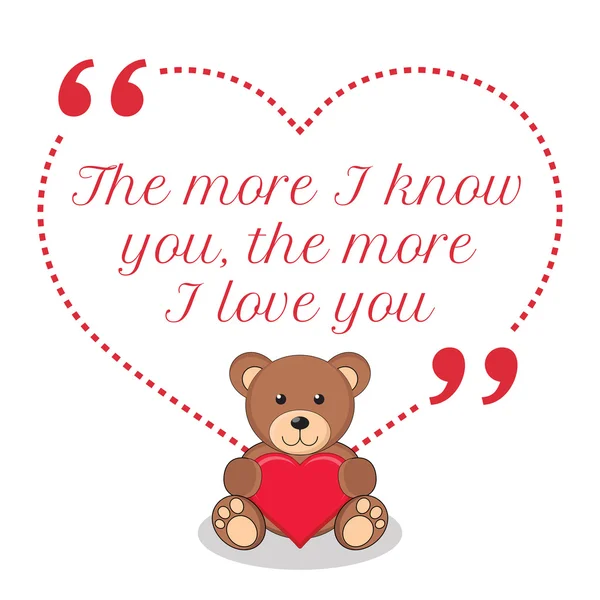 Inspirational love quote. The more I know you, the more I love y — Wektor stockowy