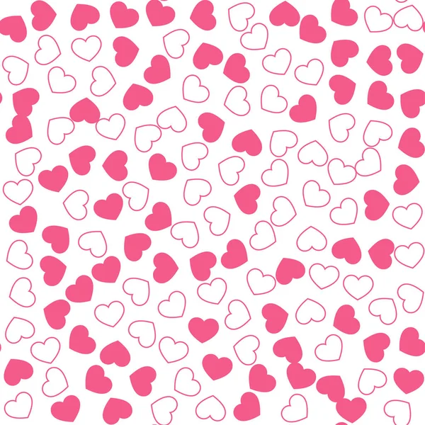白い背景にピンクの心 シームレスベクトルロマンチックな愛のバレンタインパターン ファブリック テキスタイル デザイン カバー バナー用 — ストックベクタ