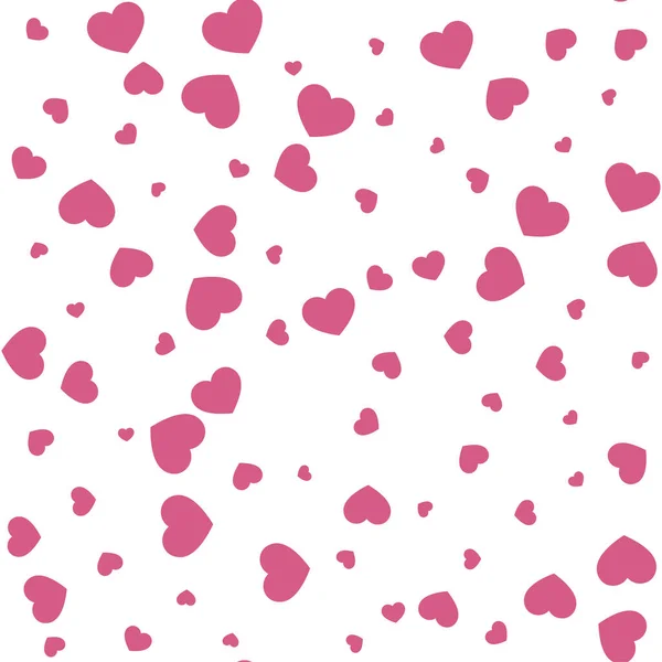 白い背景にピンクの心 シームレスベクトルロマンチックな愛のバレンタインパターン ファブリック テキスタイル デザイン カバー バナー用 — ストックベクタ