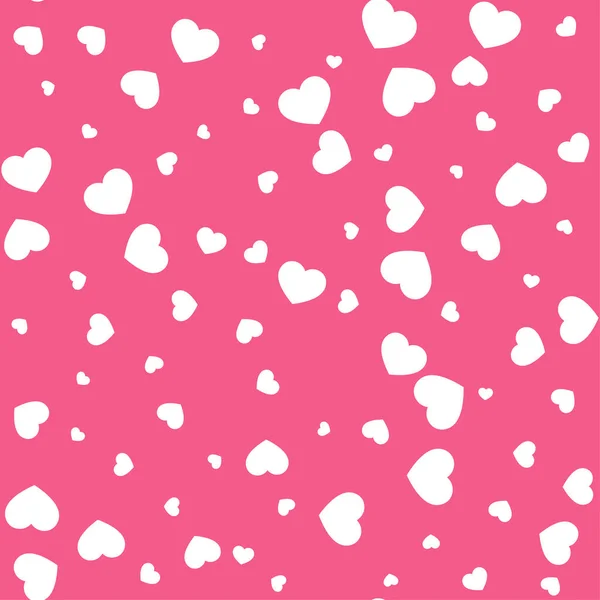 ピンクの背景に白い心 シームレスベクトルロマンチックな愛のバレンタインパターン ファブリック テキスタイル デザイン カバー バナー用 — ストックベクタ