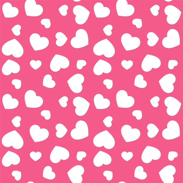 Λευκές Καρδιές Ροζ Φόντο Απρόσκοπτη Διάνυσμα Ρομαντική Αγάπη Valentine Μοτίβο — Διανυσματικό Αρχείο