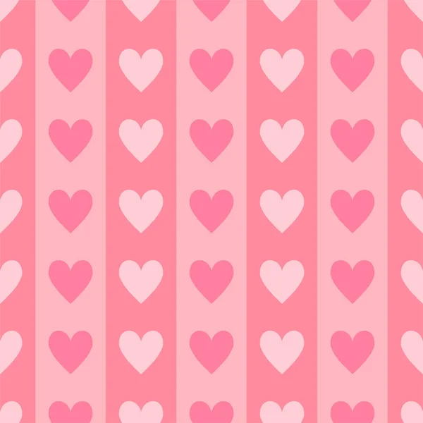 Roze Witte Harten Patroon Naadloze Vector Zachte Roze Streep Achtergrond — Stockvector