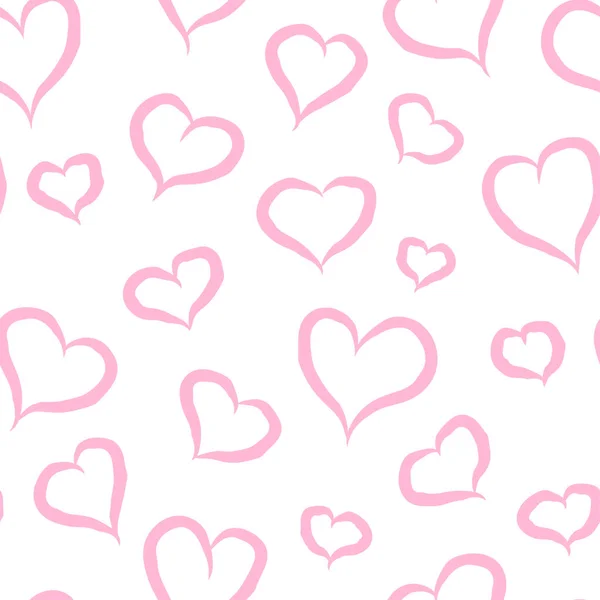 Rgb Roze Beklede Harten Witte Achtergrond Naadloze Vector Valentijnsdag Patroon — Stockvector