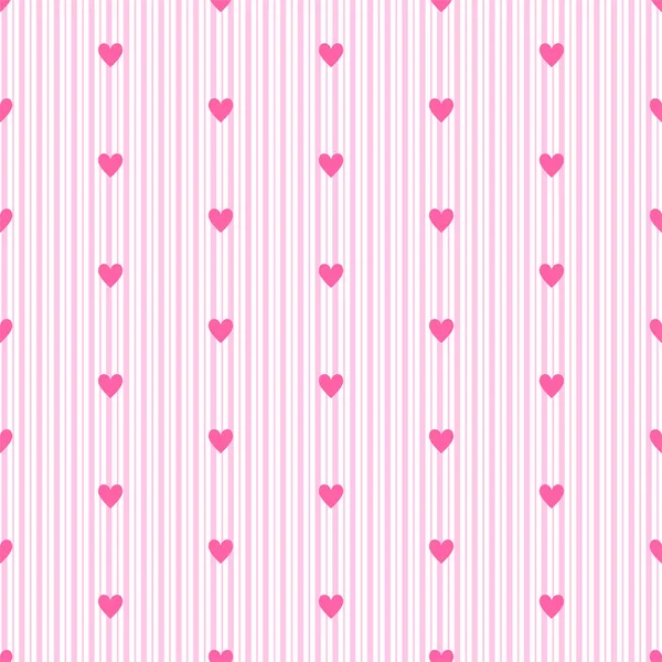 Pink Lines Hearts Pattern Seamless Vector Background — Stock Vector