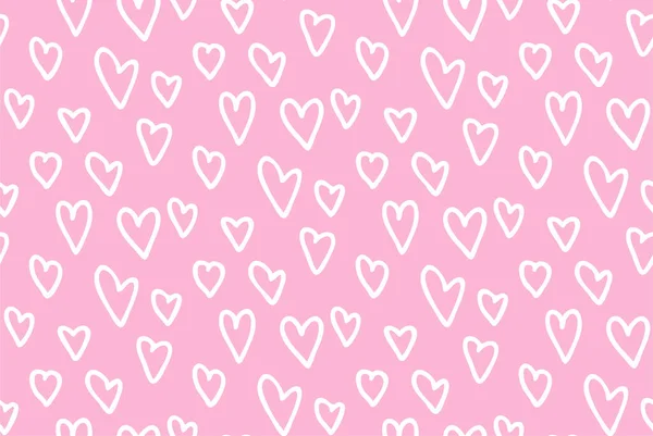 Witte Beklede Hartjes Roze Achtergrond Naadloze Vector Valentijnsdag Patroon — Stockvector