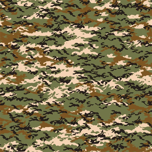 Seamless Vector Green Camouflage Pattern Military Uniform Army Background Fabric — Stock Vector