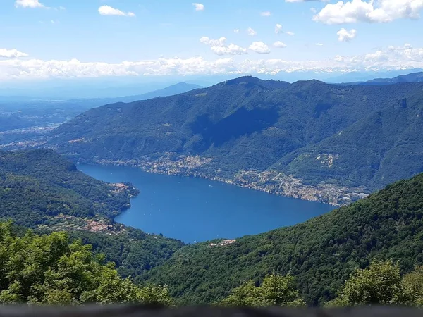 Vista Panorâmica Lago Partir Monte Lombardia Viagens Paisagens Itália — Fotografia de Stock