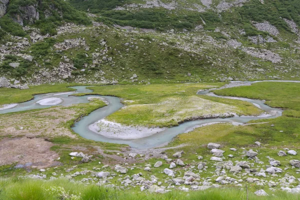 Bergrivier Van Bovenaf Gezien Prachtig Panorama Het Adamello Brenta Park — Stockfoto