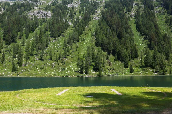 Belle Vue Sur Les Montagnes Lac Nambino Dans Parc Adamello — Photo