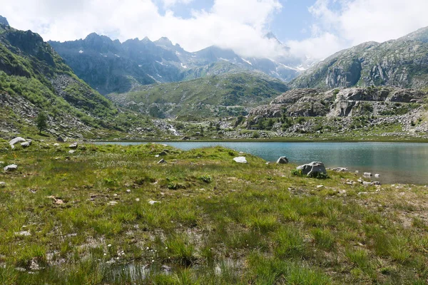 Prachtig Panorama Van Cornisello Bergen Meren Val Nambrone Trentino Reizen — Stockfoto