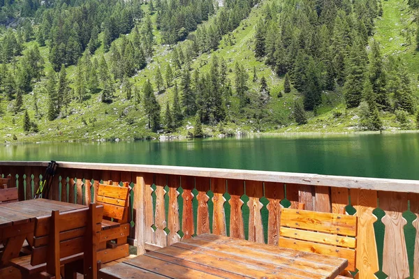 Beautiful Panorama Mountains Nambino Lake Terrace Trentino Travel Landscapes Italy — Stock Photo, Image