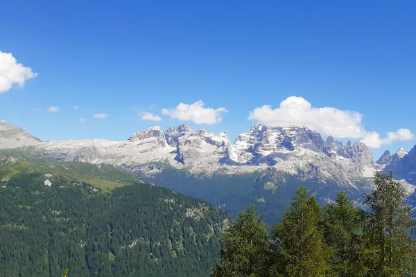 Panorámás Kilátás Nyílik Hegyekre Tavak Menedék Ritorto Trentino Adamello Brenta — Stock Fotó