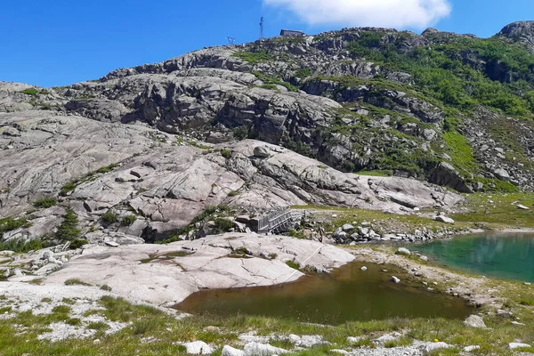 Trentino Daki Val Nambrone Gölleri Cornisello Sığınağına Giden Yolun Panoramik — Stok fotoğraf