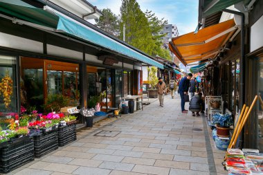 Nawate Dori, a shopping street in Matsumoto, Japan clipart