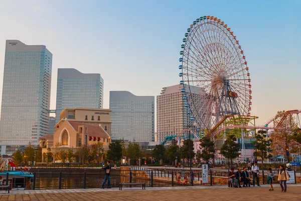 Area Minatomirai con grattacieli a Yokohama, Giappone — Foto Stock