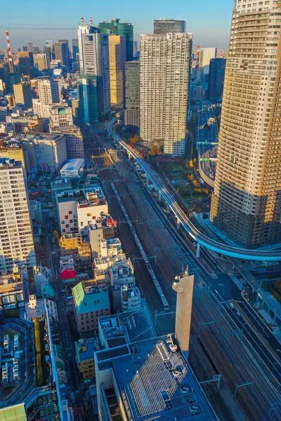 Uitzicht over Tokio stad in de avond — Stockfoto