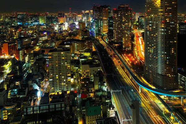 Vista da cidade de Tóquio à noite — Fotografia de Stock