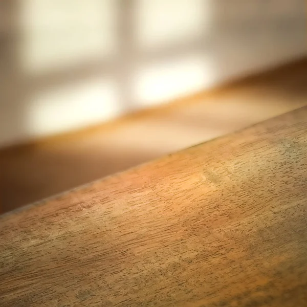 背景のウィンドウを通して光輝くテーブル上の3Dレンダリング — ストック写真