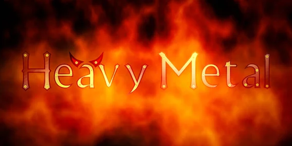 Rendering Von Heavy Metal Typografie Auf Feuer Hintergrund — Stockfoto