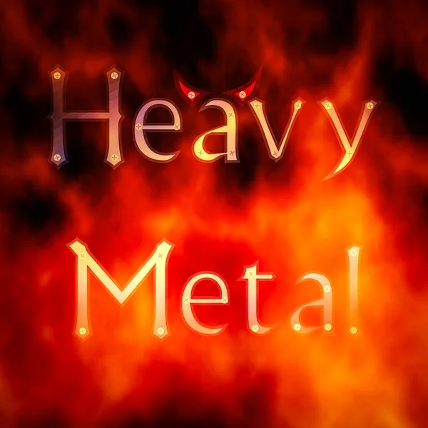 Rendering Von Heavy Metal Typografie Auf Feuer Hintergrund — Stockfoto