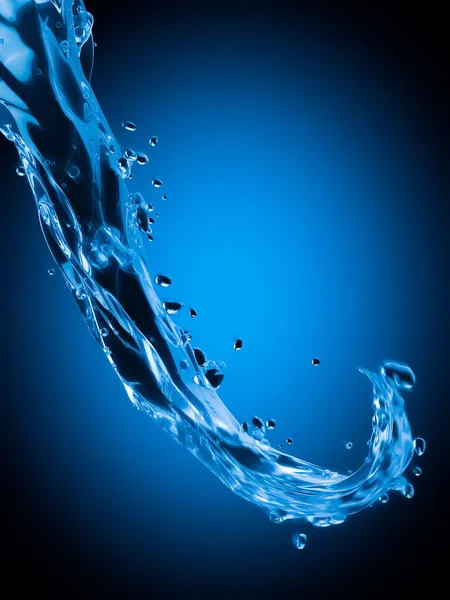 清澈液态水流的三维渲染 — 图库照片
