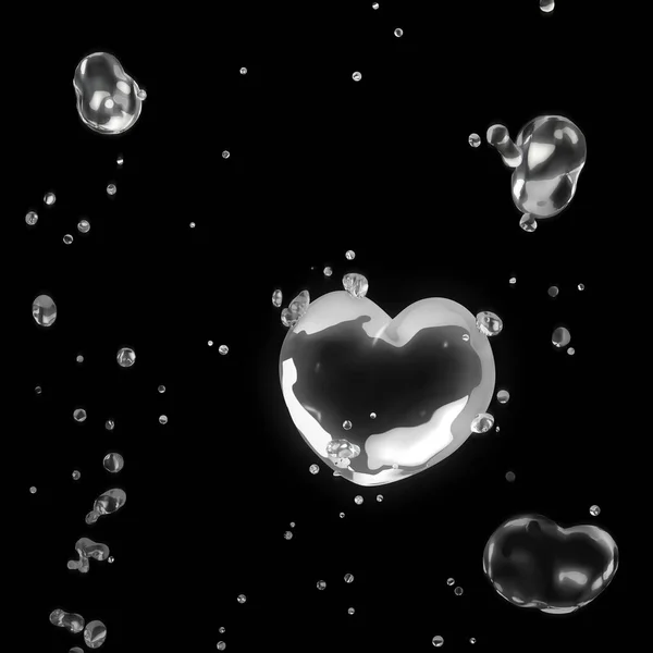 Darstellung Eines Herzblasen Blobs Unter Dem Meer — Stockfoto