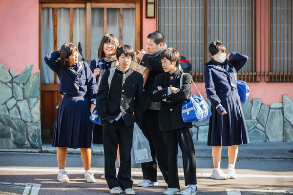Japonští studenti v Kjótu — Stock fotografie