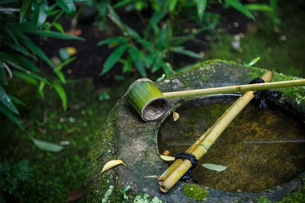 Mergulhador de água em uma bacia de pedra no Templo Koto-in em Kyoto, Japão — Fotografia de Stock