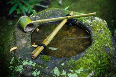 su Kepçe üzerinde bir taş Havzası tapınağında koto içinde kyoto, Japonya